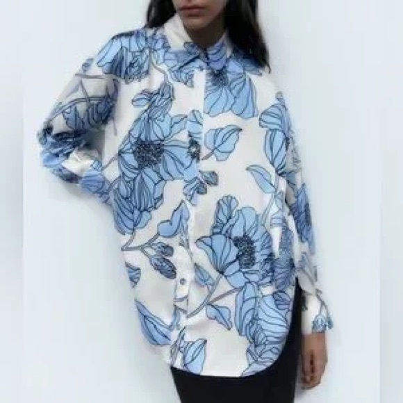 Zara Tops - Zara Blue Floral Women's Top